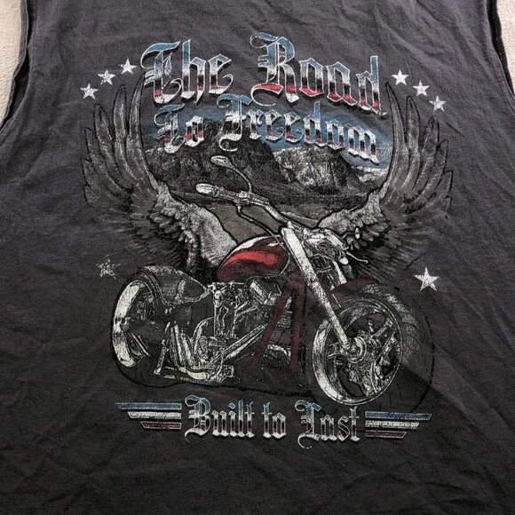 Celebrate Patriotic Mens Tank Top Size 2XL Motorcycle Graphic Tee Crew Neck Y2K - Picture 6 of 12